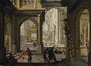 Dirck van  Delen Iconoclasts in a church oil painting